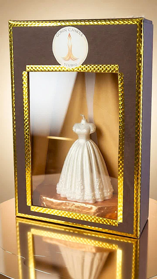 Gown Candle Studio The First Look Sculpted Gown Candle, Pearl White, Soft Glossy Finish, Bridal Décor and Gifting