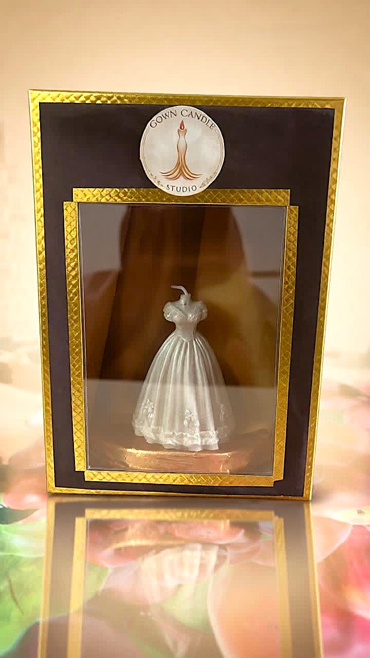 Gown Candle Studio The First Look Sculpted Gown Candle, Pearl White, Soft Glossy Finish, Bridal Décor and Gifting