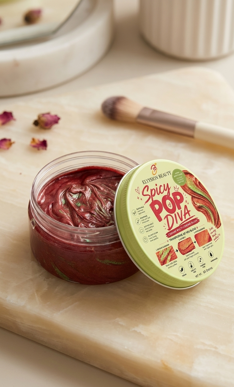 Spicy Pop Diva Multi-Chrome Cream Blush | Transforming Color Shift | Buildable & Radiant Glow l Natural Flush