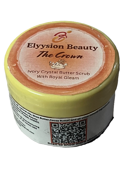The Crown – Ivory Crystal Butter Scrub With Royal Gleam | Luxury Exfoliating & Moisturizing Body Scrub | Handmade Natural Butter Blend for Smooth, Radiant Skin